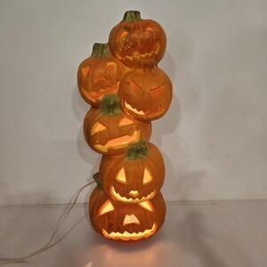1995 Trendmasters Lighted Halloween Stacked Pumpkin Totem Foam Mold